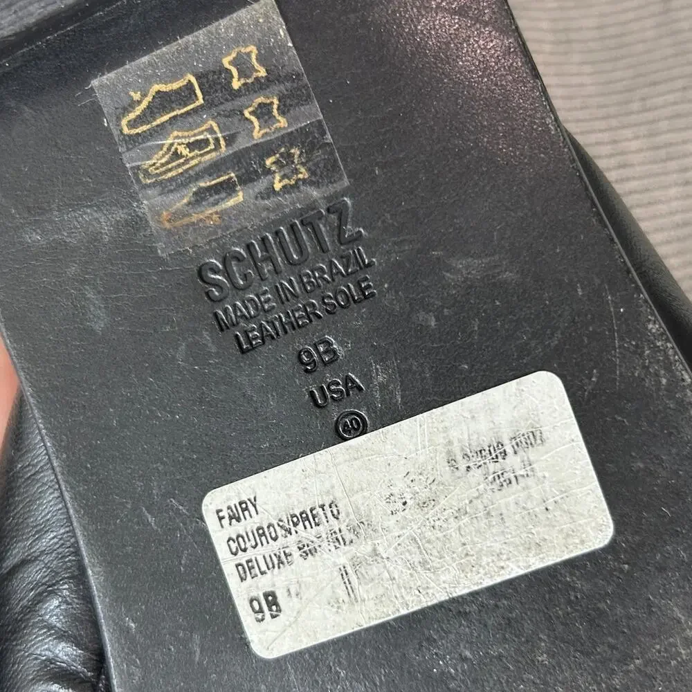 Schutz Black Fairy Slide Sandal 9 Leather Slip On Neutral Minimalist - Picture 5 of 6